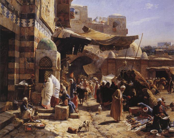 Gustav Bauernfeind Market in Jaffa oil painting image